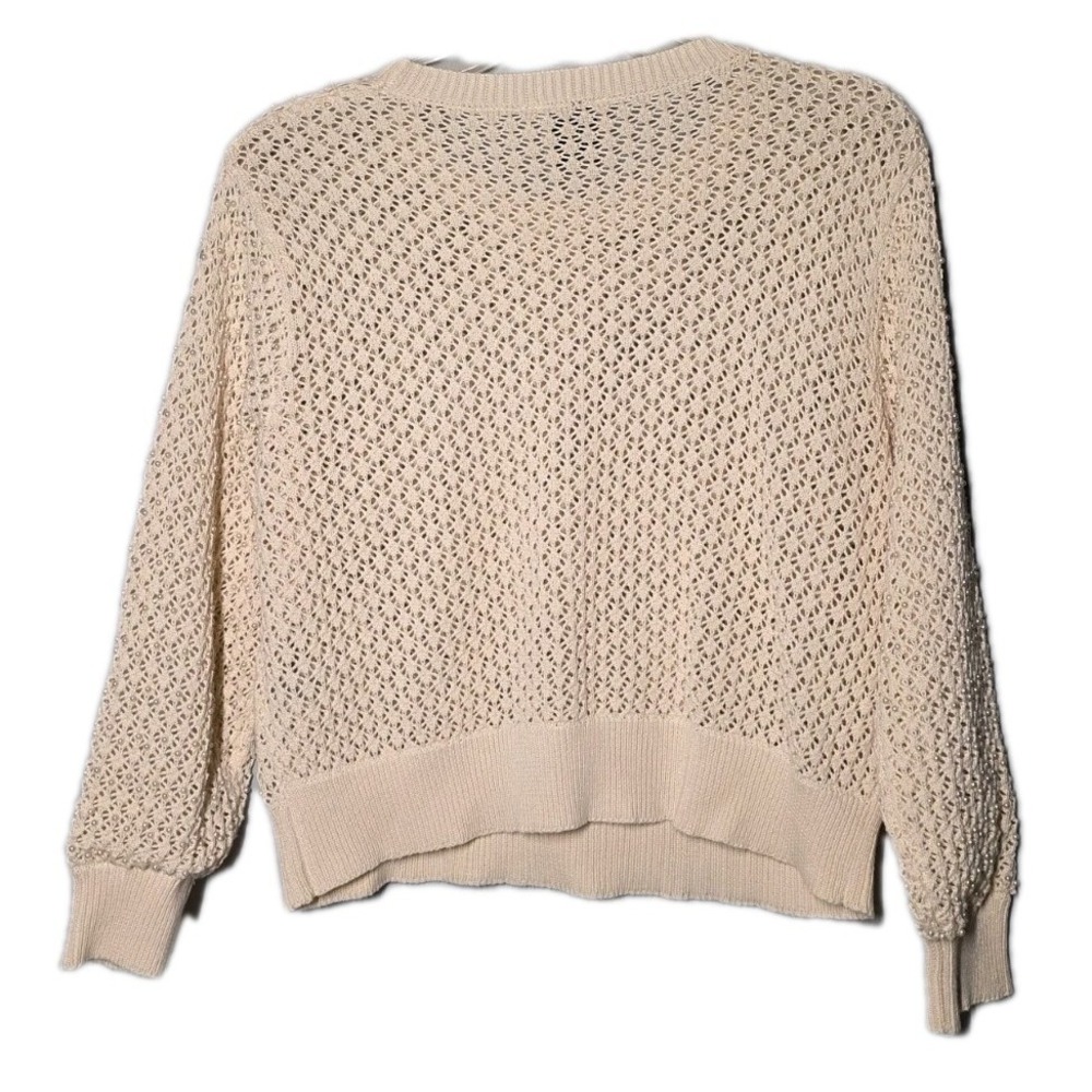 Sioni Womens‎ Size Large Peach Faux Pearl Beaded Sweater Cardigan Crochet - Picture 2 of 7